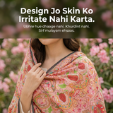 Charkha Pure Lawn Digital Print Chaddar CFA02 - print detail, no irritation