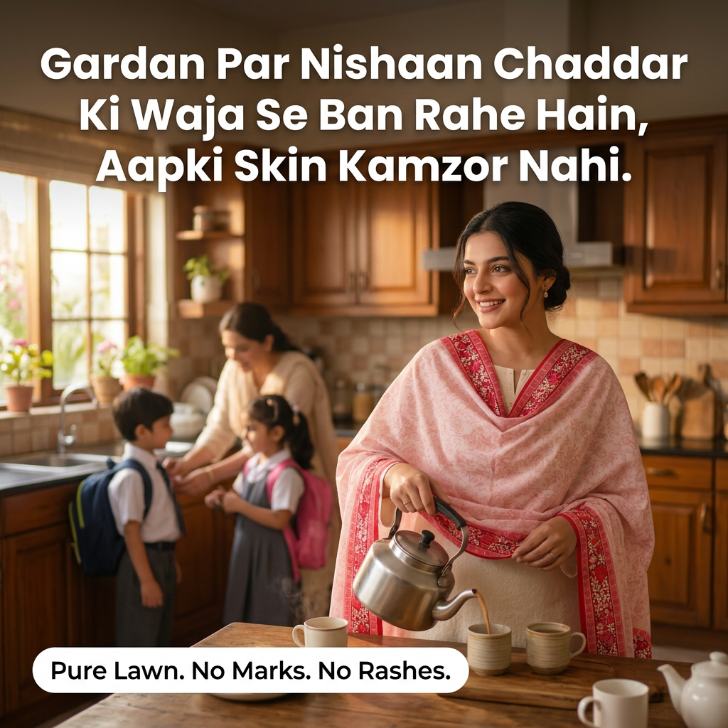 Charkha Pure Lawn Digital Print Chaddar CFA04 - kitchen morning routine, allergy marks reframe